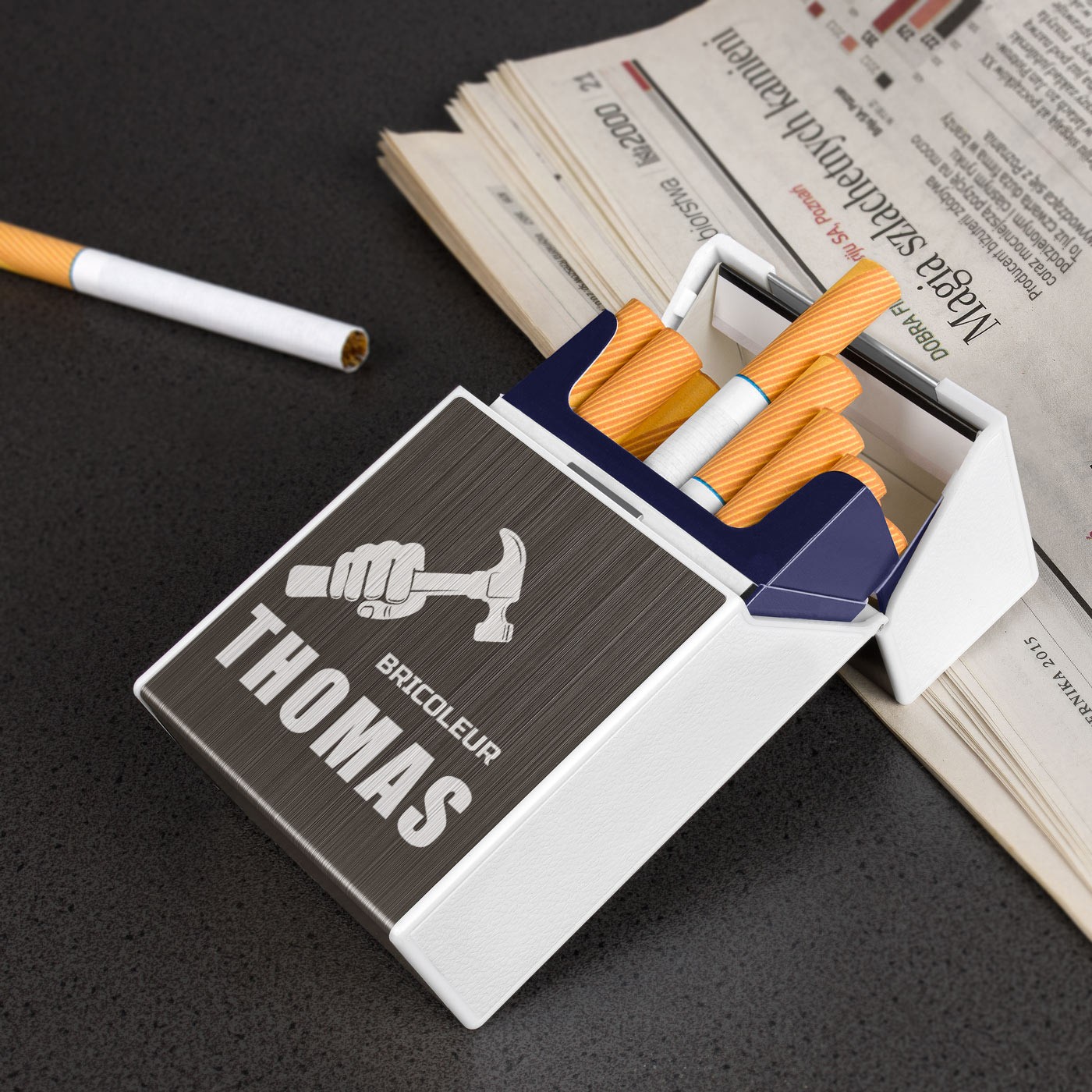 Estuche para cigarrillos Murrano con encendido USB y grabado para aficionados al bricolaje