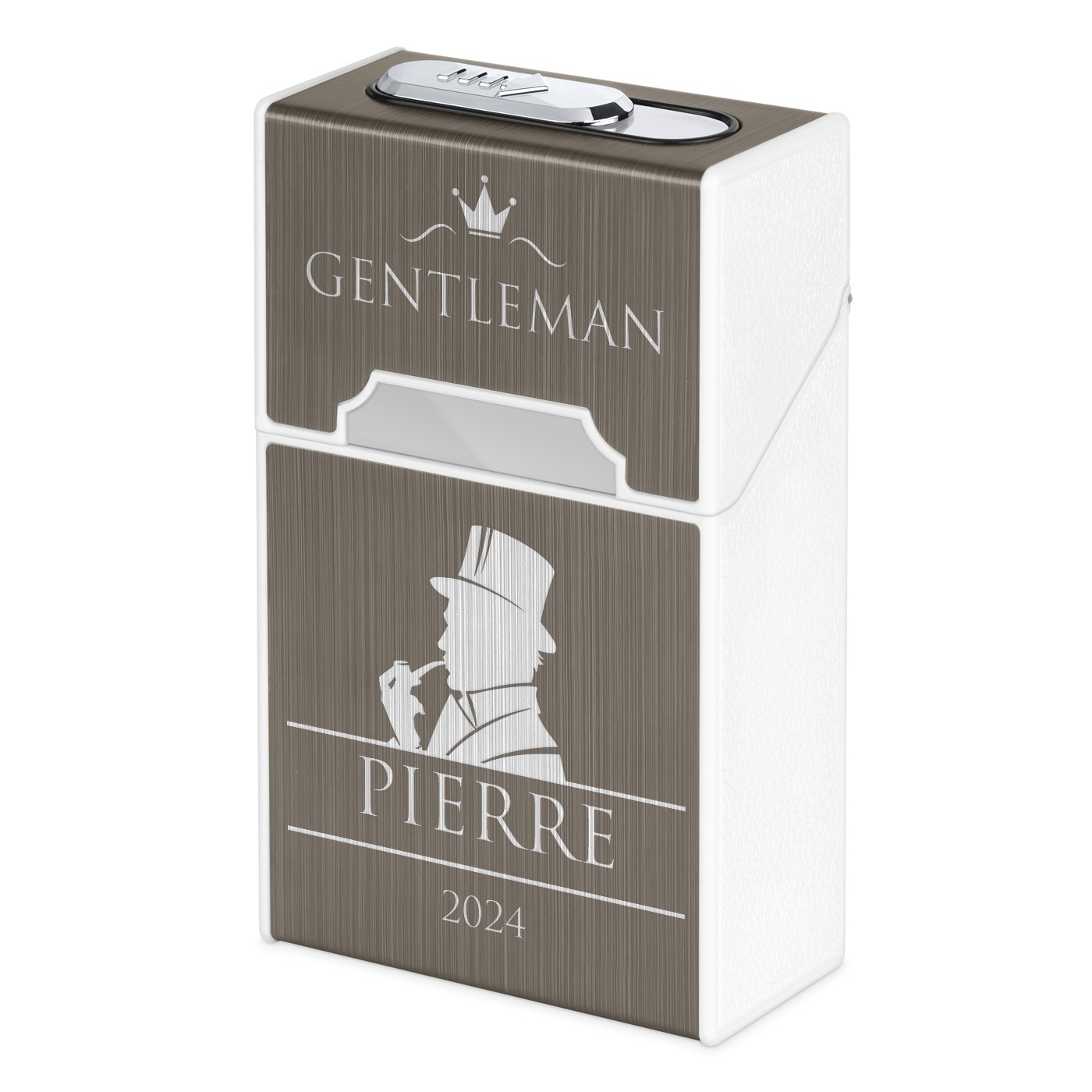 Estuche de cigarrillos Murrano con encendido USB y grabado para caballeros