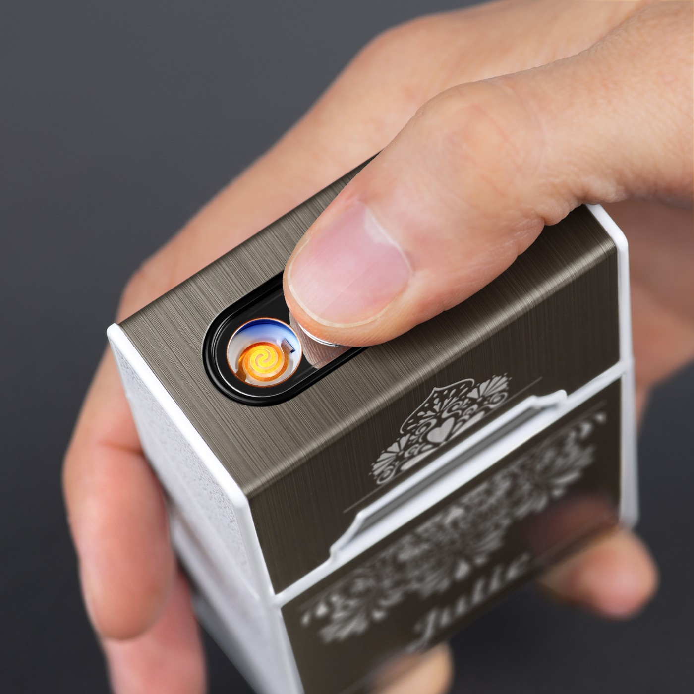 Estuche de cigarrillos Murrano con encendido USB y grabado para ella