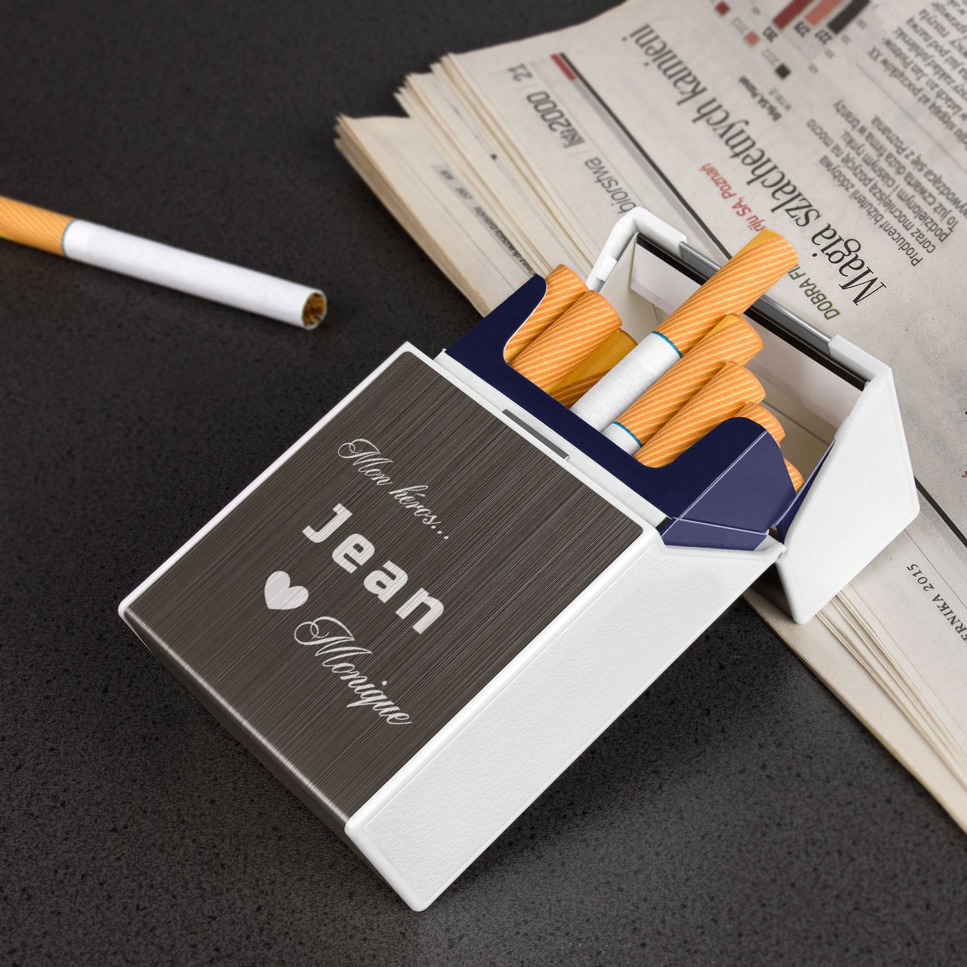 Cajita de cigarros personalizada de Murrano para hombre con encendedor USB