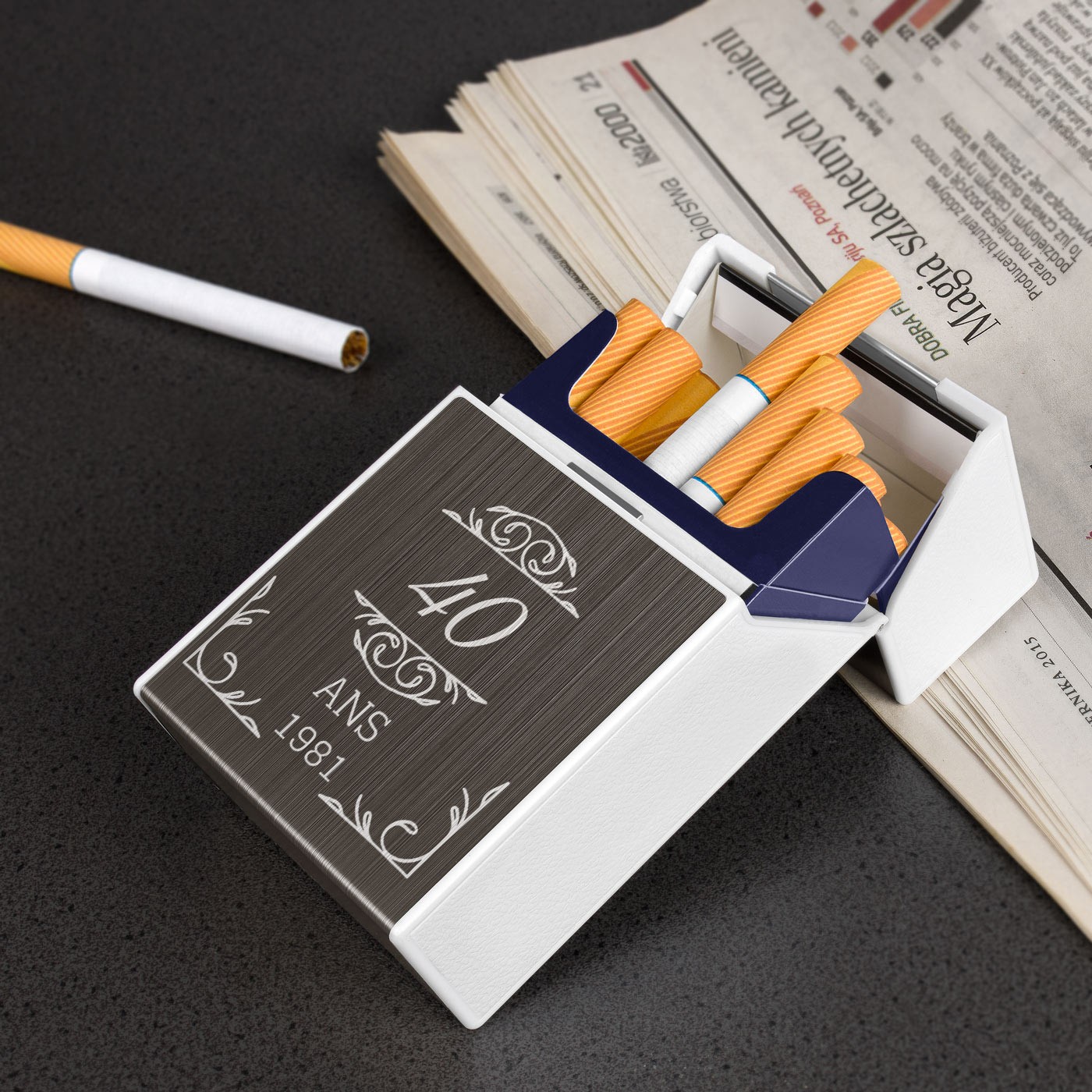 Cajón de cigarros personalizado Murrano con encendedor USB para hombres de 40 años en adelante