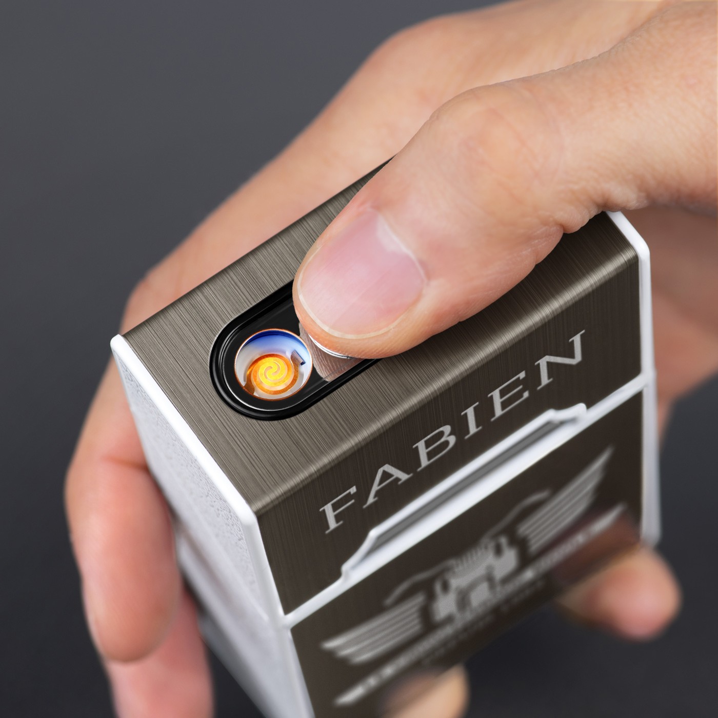 Estuche para cigarrillos Murrano para entusiastas de automóviles con encendedor USB