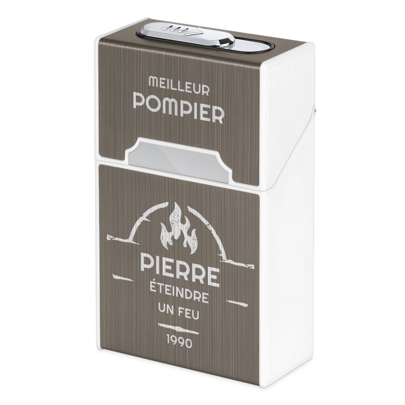 Estuche de cigarrillos Murrano con encendido USB y grabado para bombero