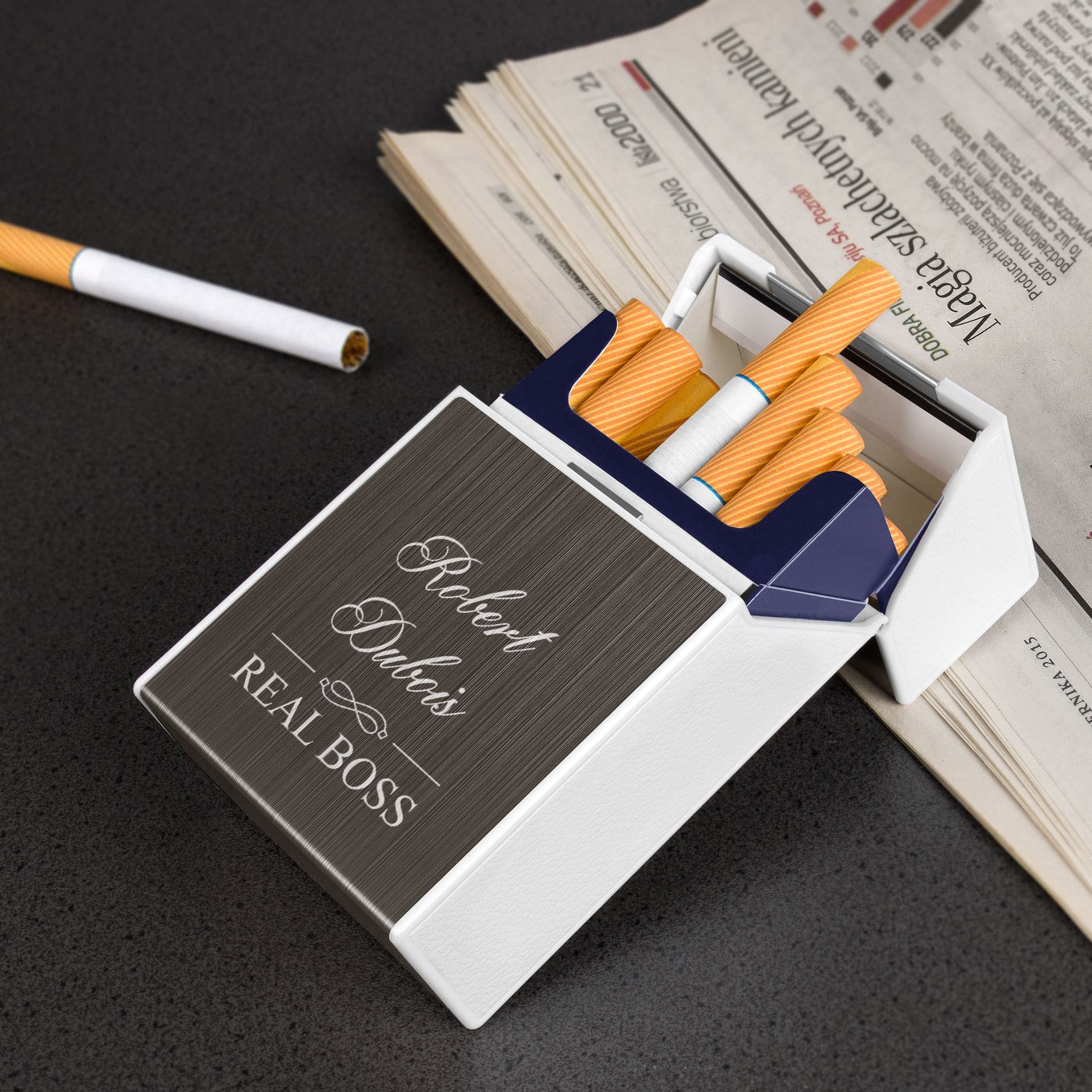Estuche de cigarros Murrano con encendido USB y grabado para jefe