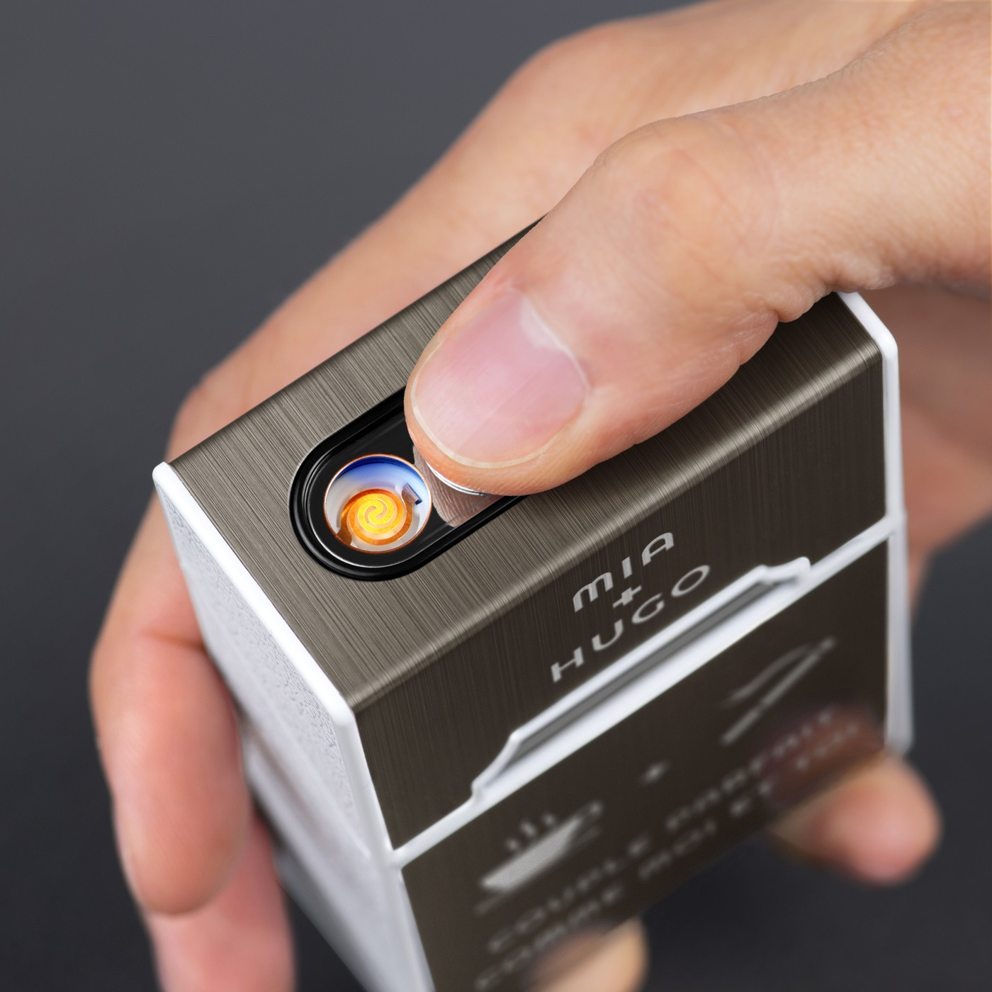 Estuche de cigarrillos Murrano con encendido USB y grabado para parejas