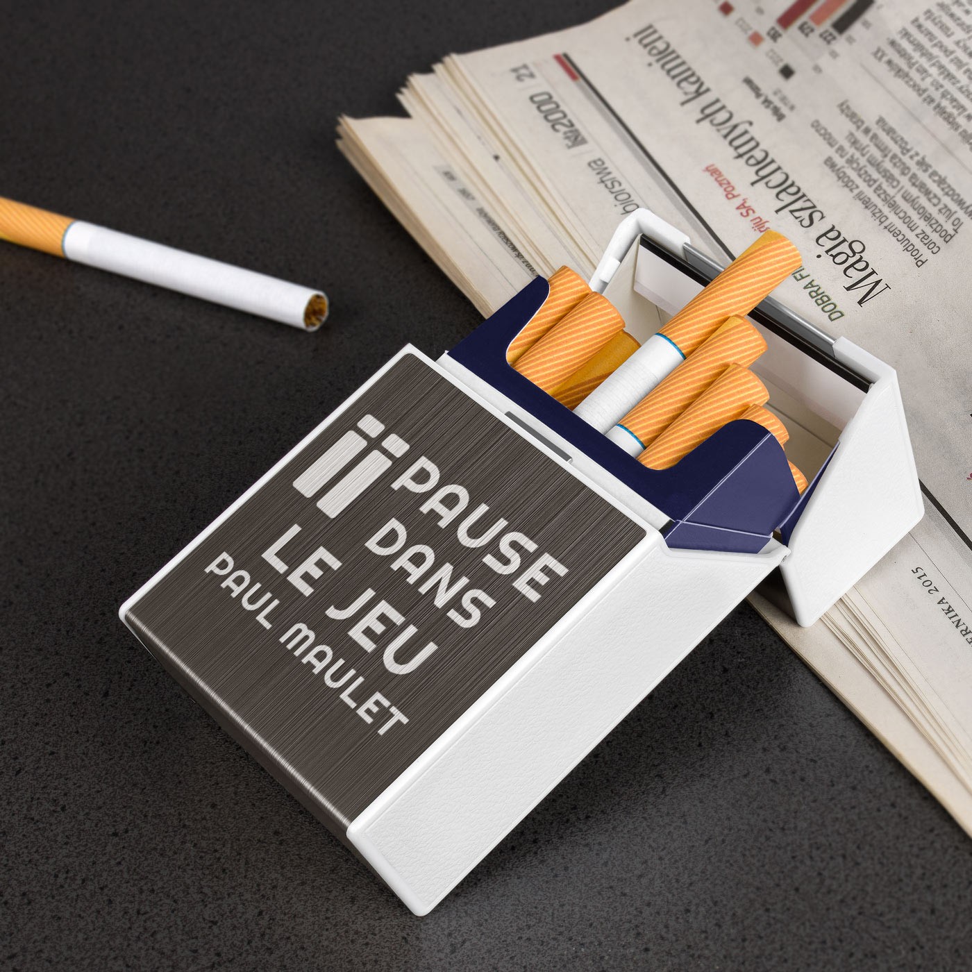 Estuche de cigarros Murrano con encendido USB y grabado para jugador, hombre