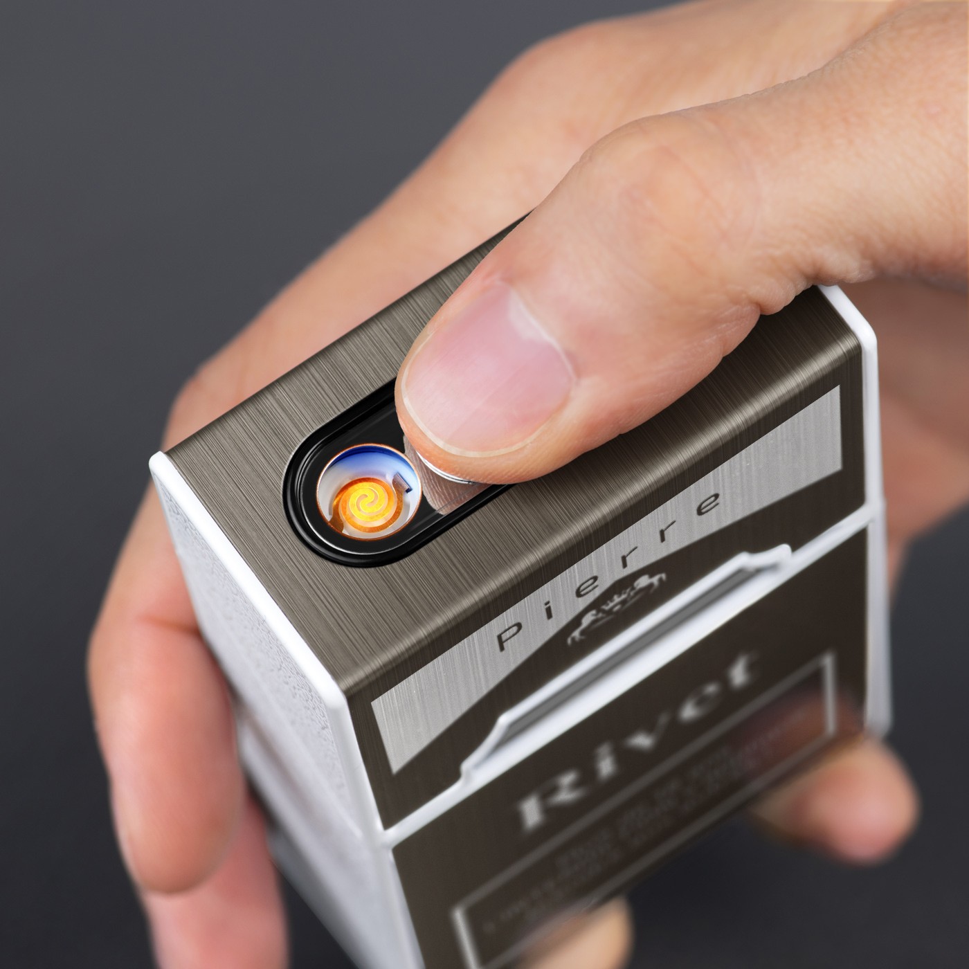 Estuche personalizado para cigarrillos Murrano con encendedor USB para el 18º cumpleaños