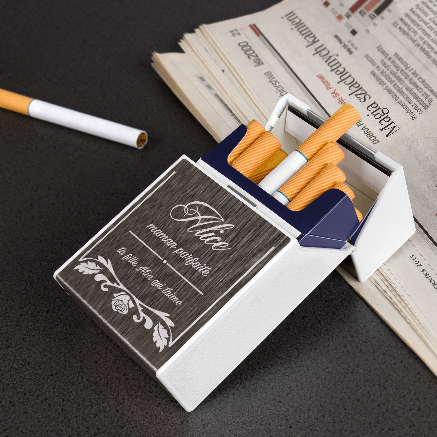 Estuche de cigarrillos Murrano para el Día de las Madres con encendedor USB