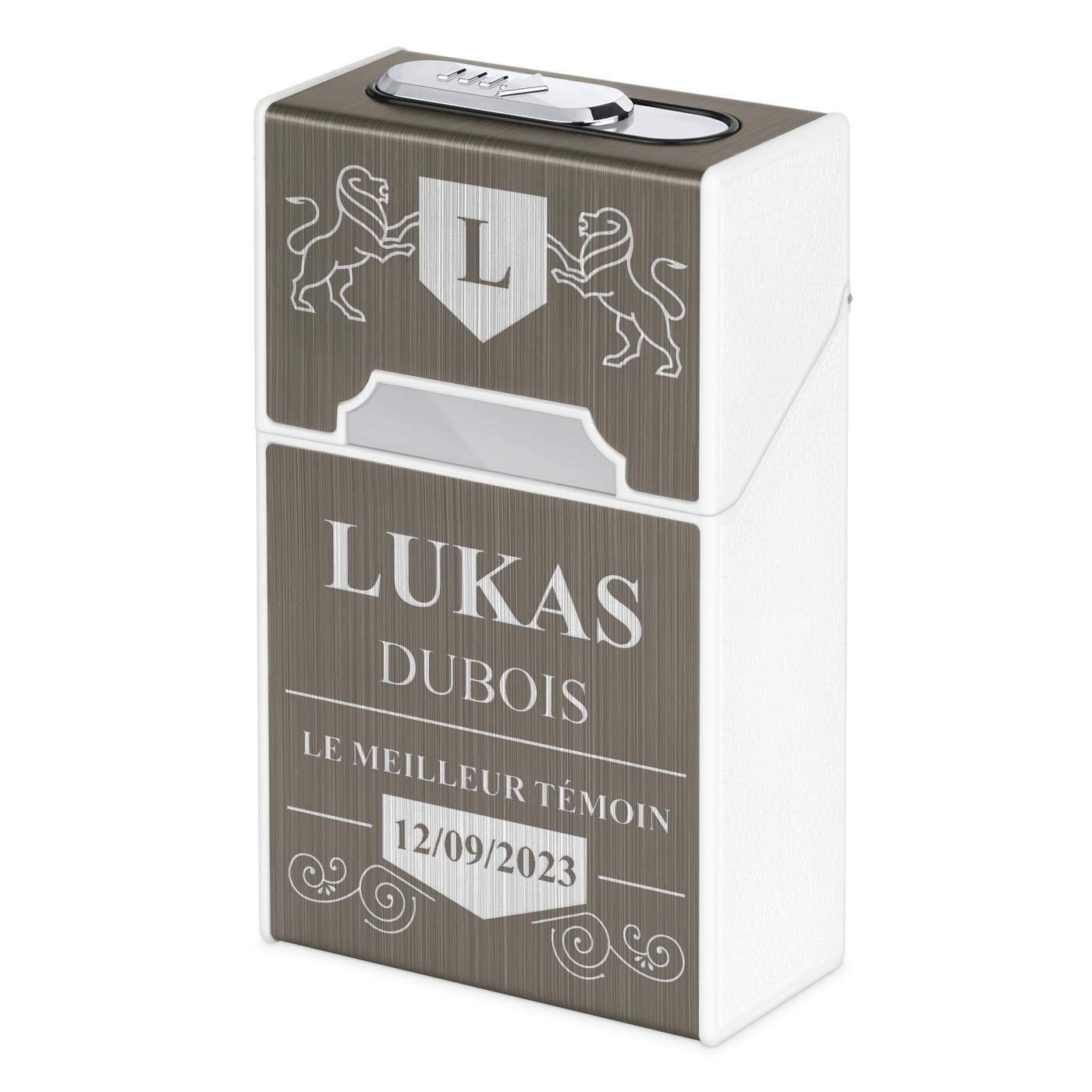 Caja de cigarrillos personalizada Murrano con encendido USB y grabado para testigo