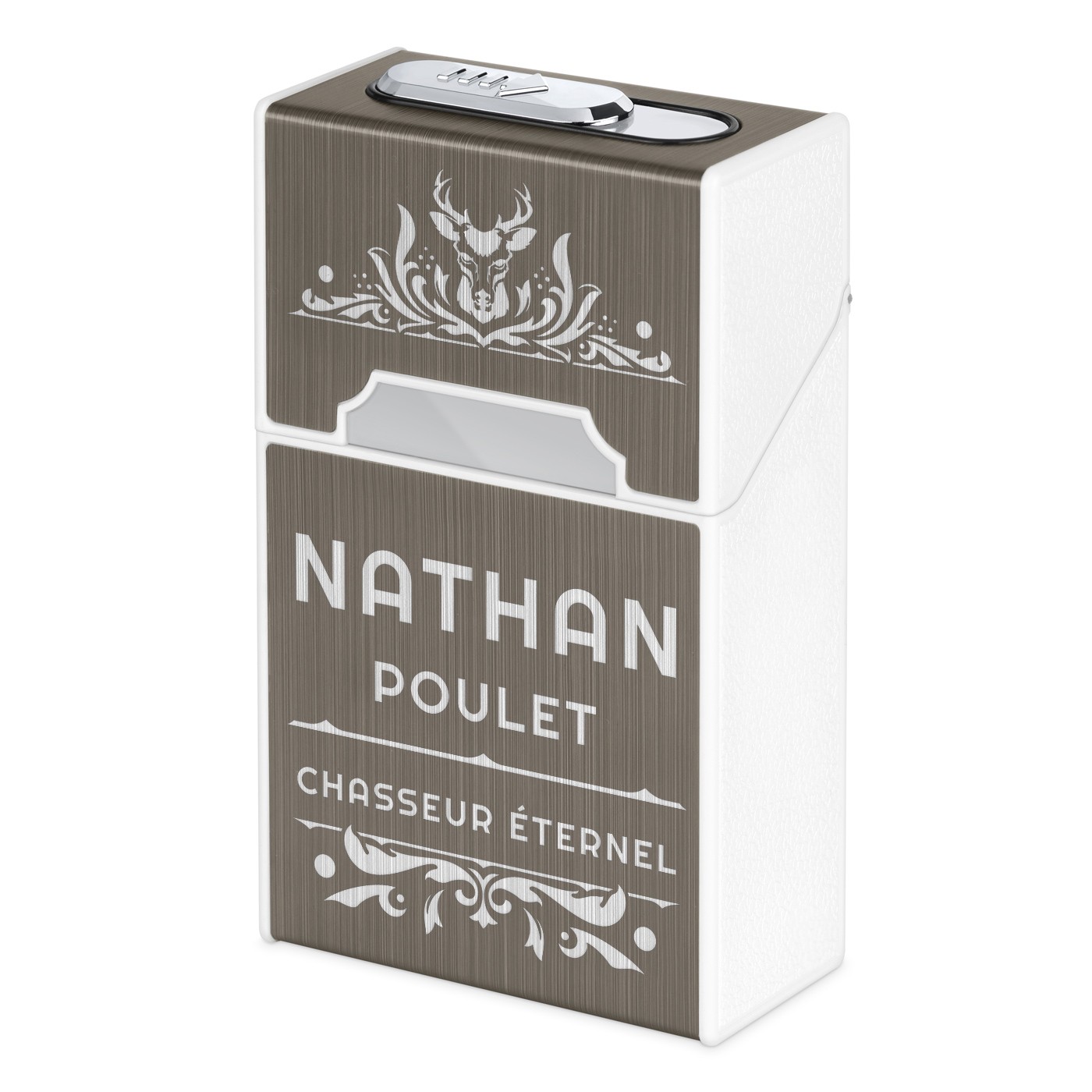 Caja de cigarrillos personalizada Murrano Cazador con encendedor USB