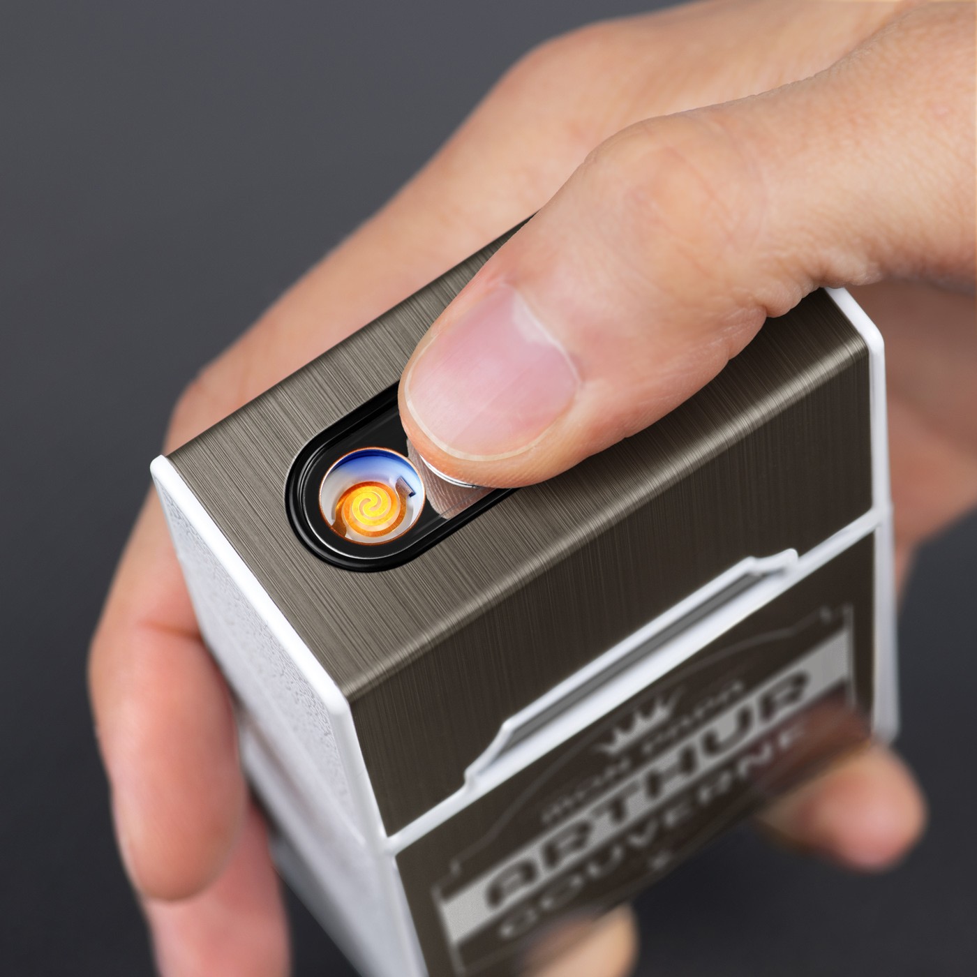 Estuche de cigarrillos Murrano con encendido USB y grabado para papá