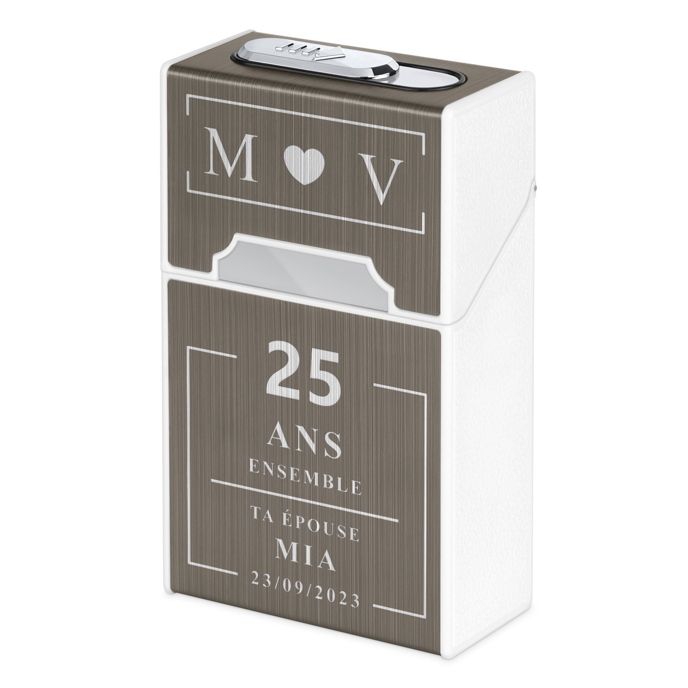 Estuche de cigarrillos personalizado Murrano con encendedor USB para pareja