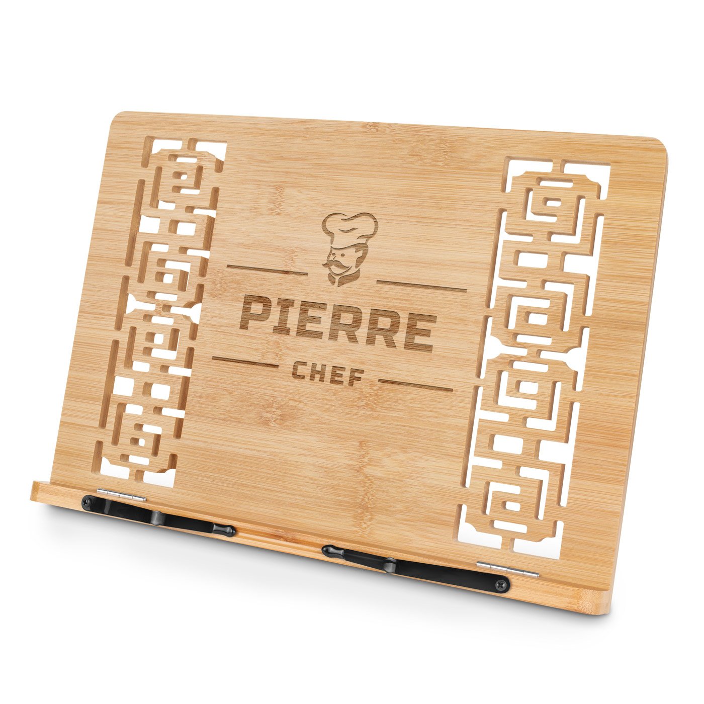 Soporte de libro de bambú personalizado para chefs