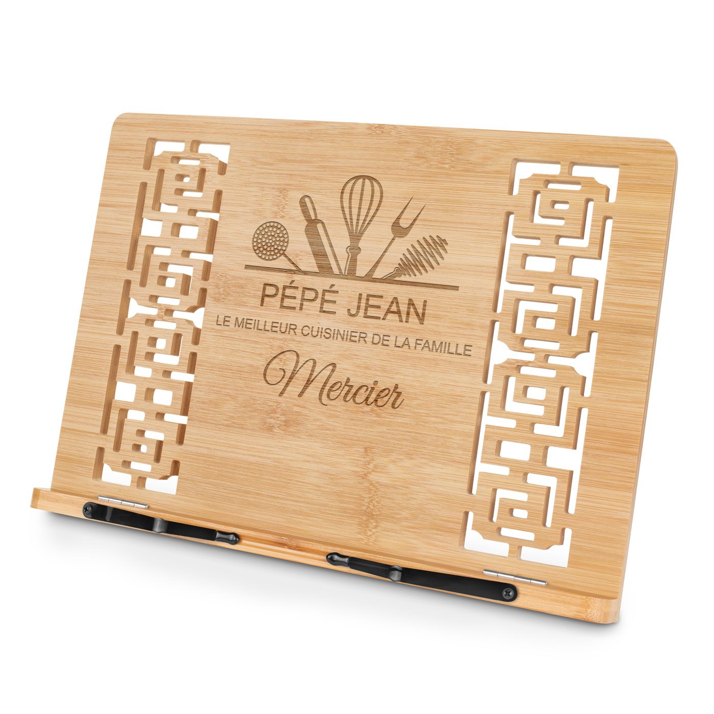 Soporte de libro de bambú personalizado - Un regalo original para el abuelo