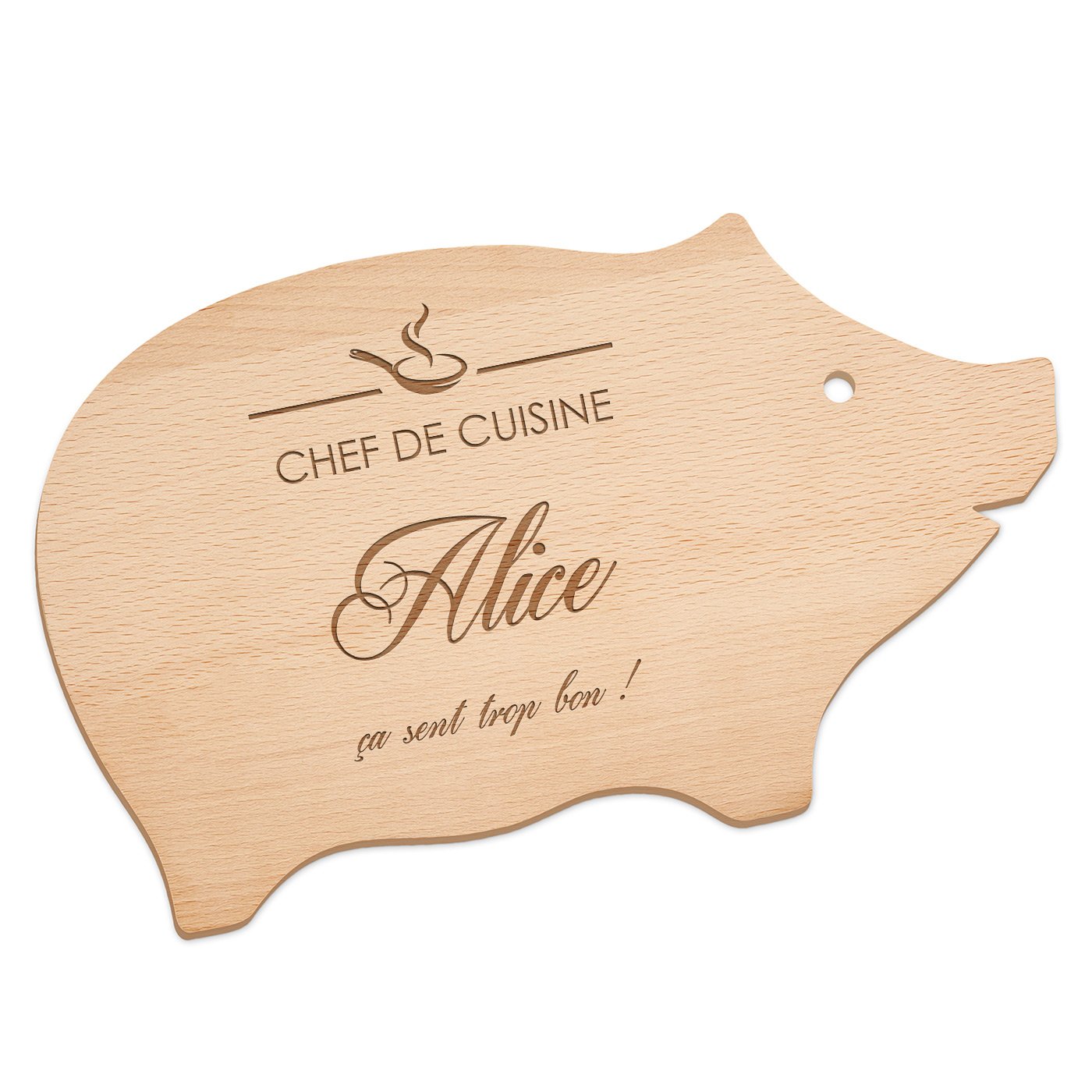Planche à découper personnalisée Murrano en forme de cochon