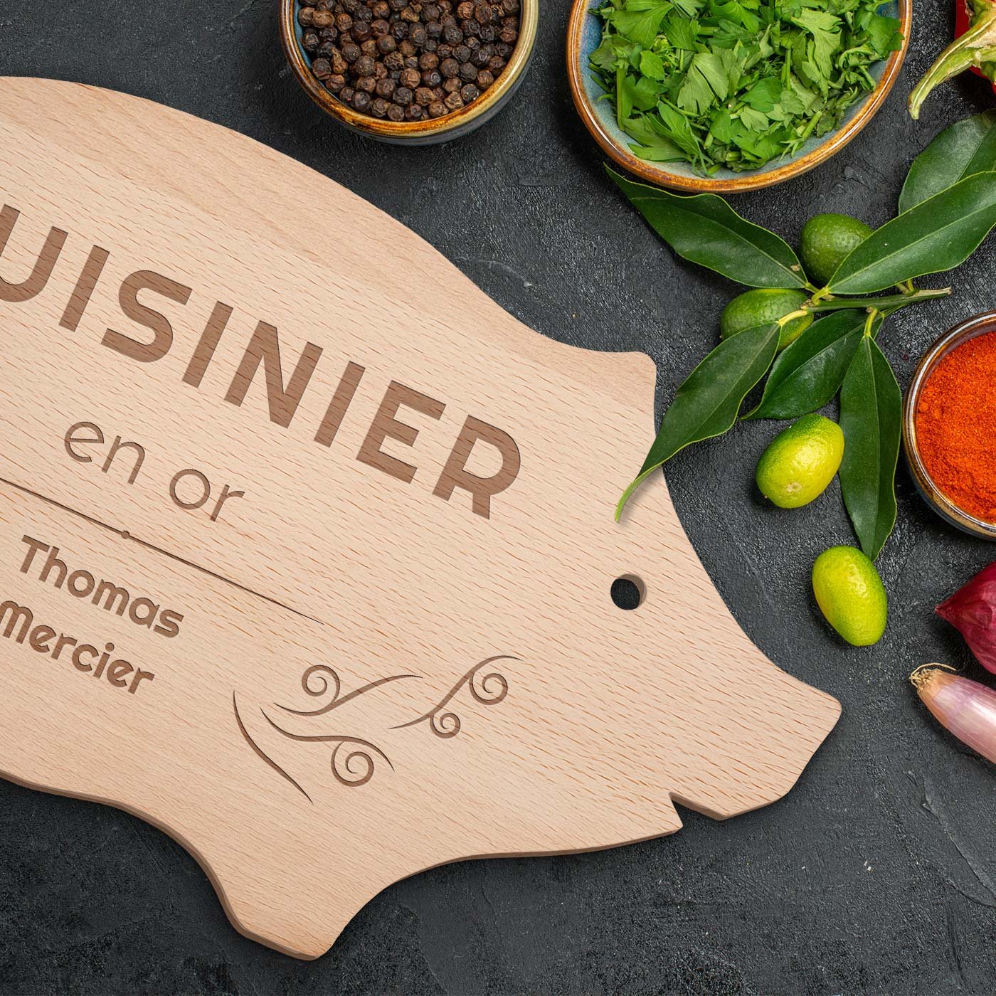 Planche à découper personnalisée en forme de cochon Murrano