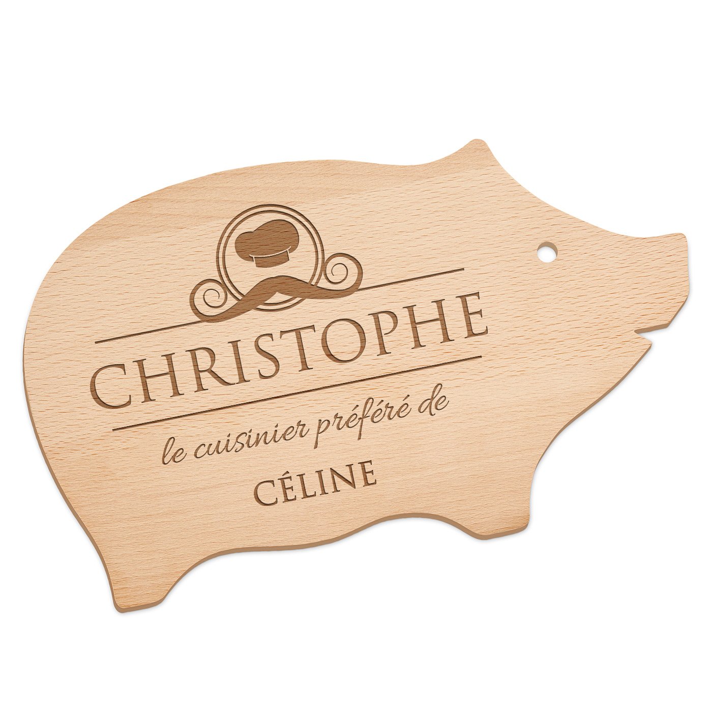 Planche à découper en bois personnalisée en forme de cochon Murrano