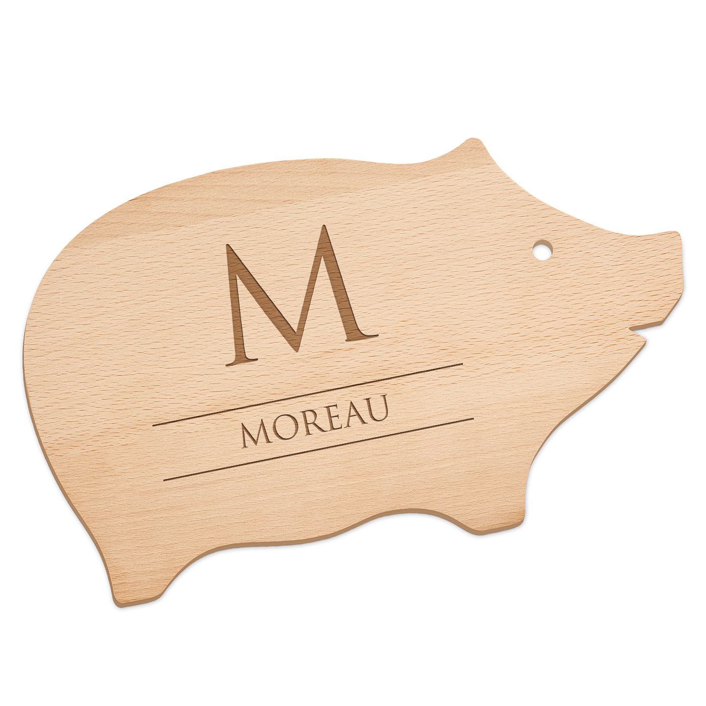 Planche à découper en bois personnalisée en forme de cochon Murrano pour son anniversaire