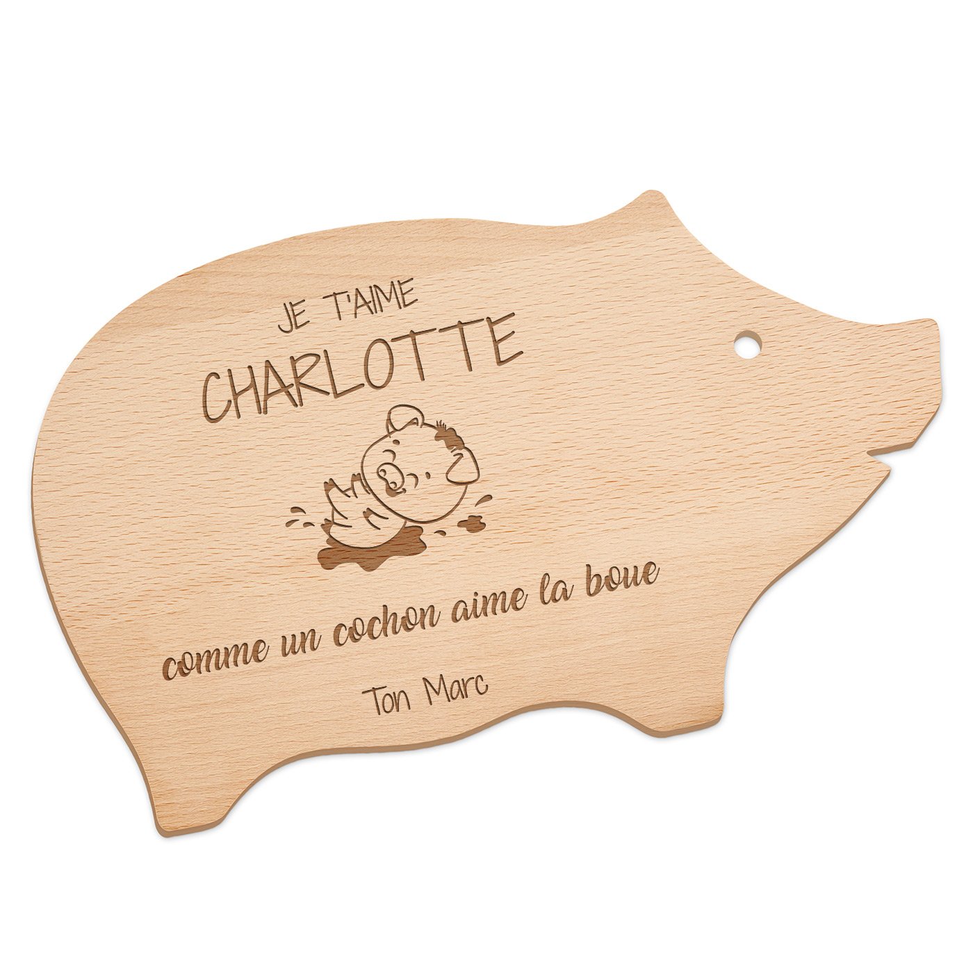 Murrano Personalized Cutting Board in the Shape of a Pig