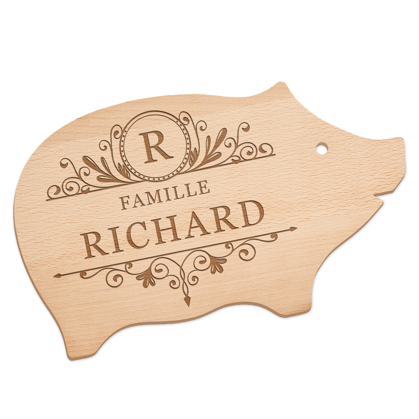 Murrano Personalized Pig-Shaped Cutting Board for a Family's Housewarming