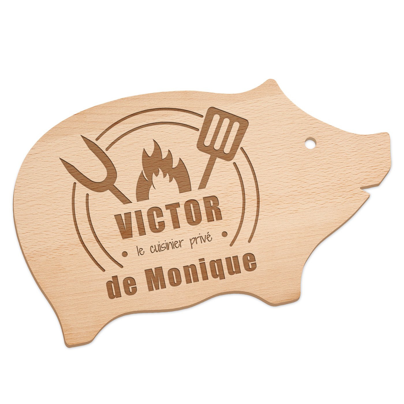 Murrano Personalized Pork Shaped Cutting Board for Men on Valentine's Day