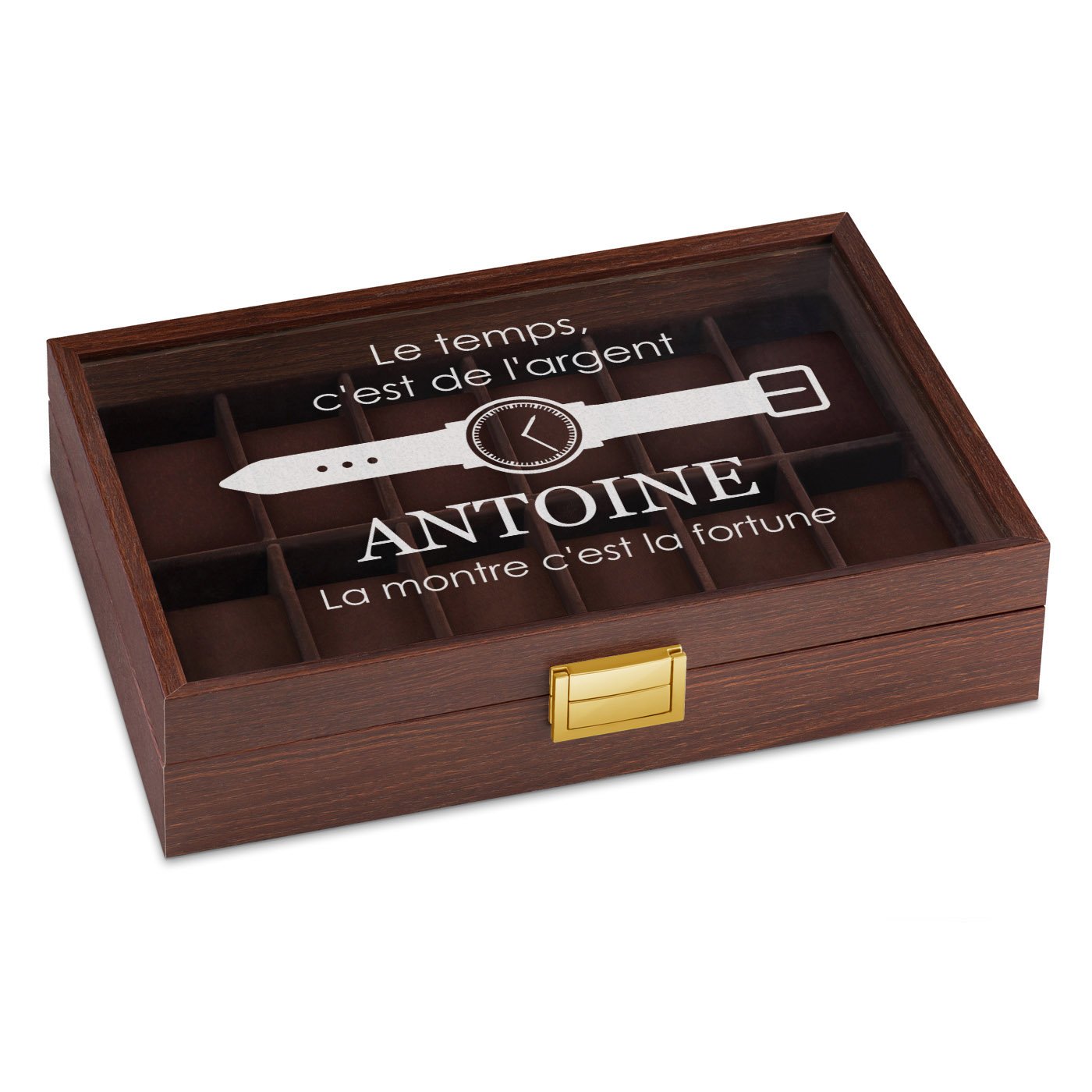Murrano 12-Watch Box with Engraved Birthday Gift for Husband