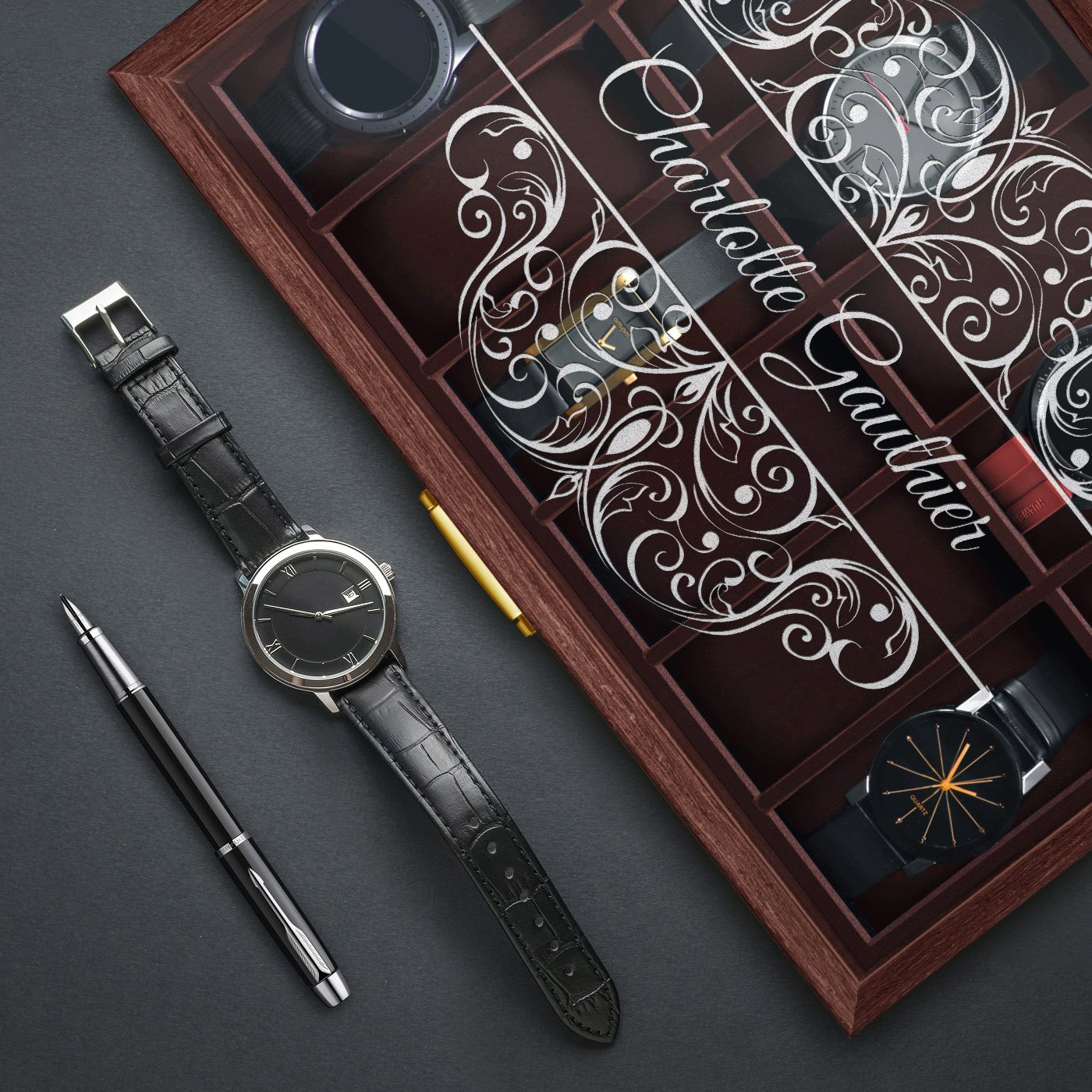 Boîte à montres personnalisée Murrano pour cadeau de Saint-Valentin