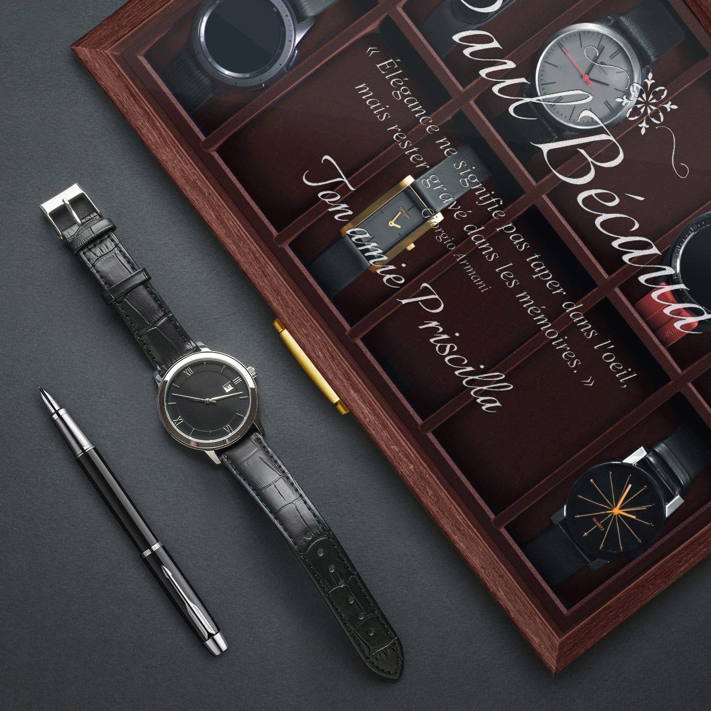 Caja de relojes personalizada Murrano para el regalo del Día de San Valentín