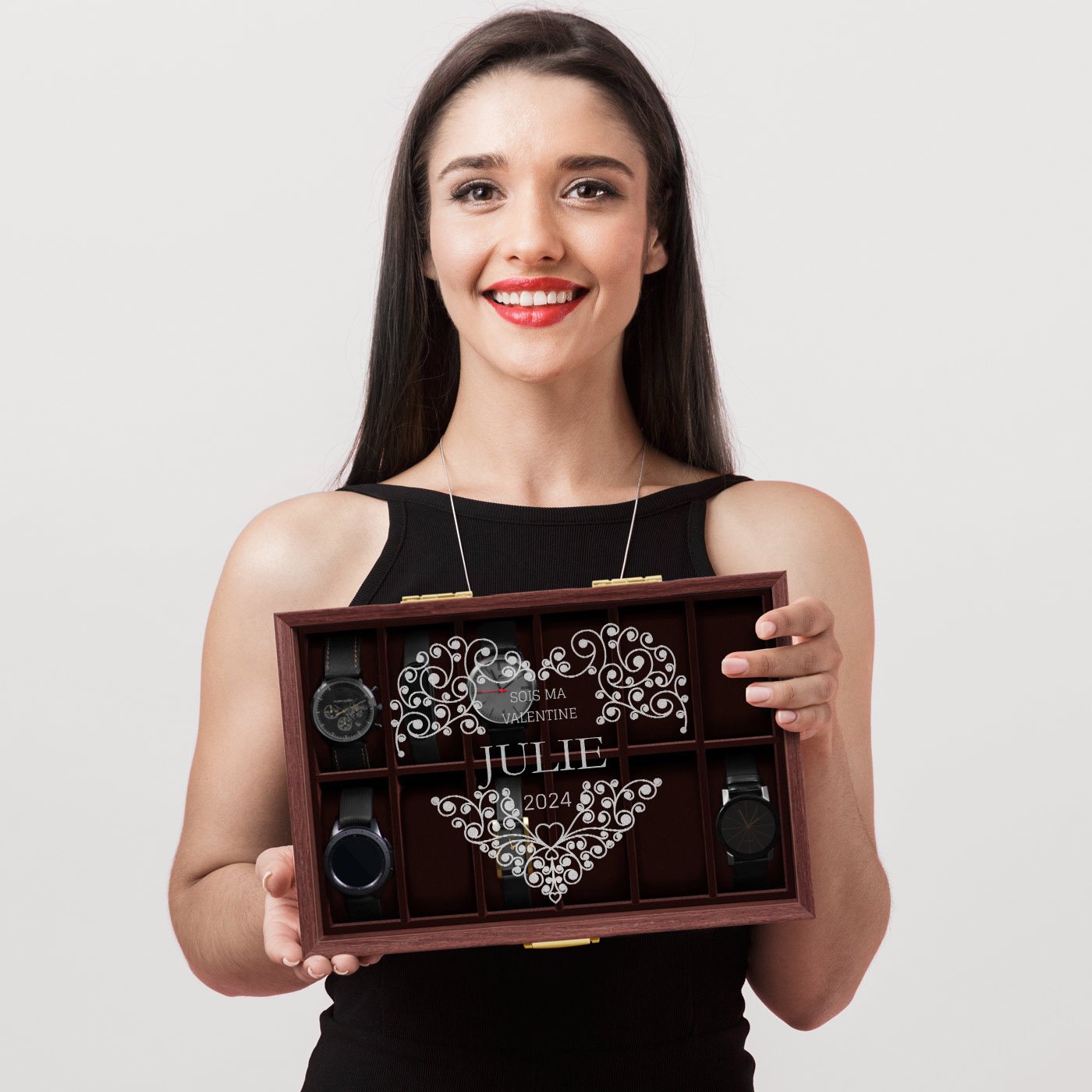 Caja de relojes personalizada Murrano para mujer - Día de San Valentín