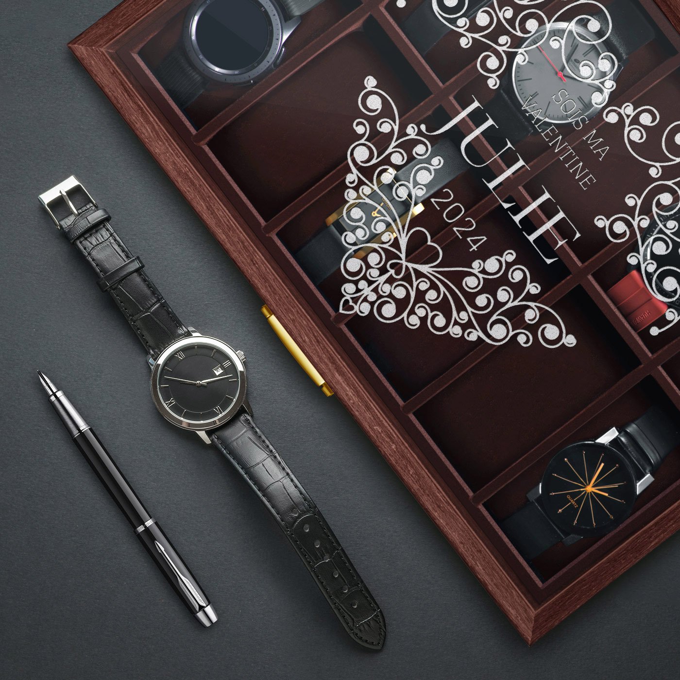Caja de relojes personalizada Murrano para mujer - Día de San Valentín