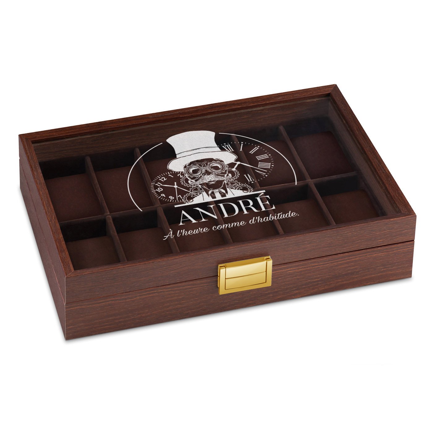 Caja personalizada para 12 relojes de Murrano para el Día del Padre