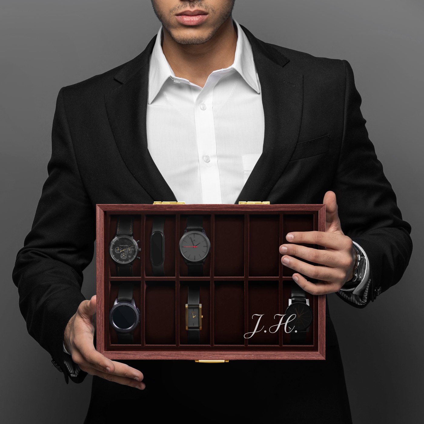 Caja personalizada para relojes Murrano (12 relojes) con grabado para el cumpleaños de un ser querido