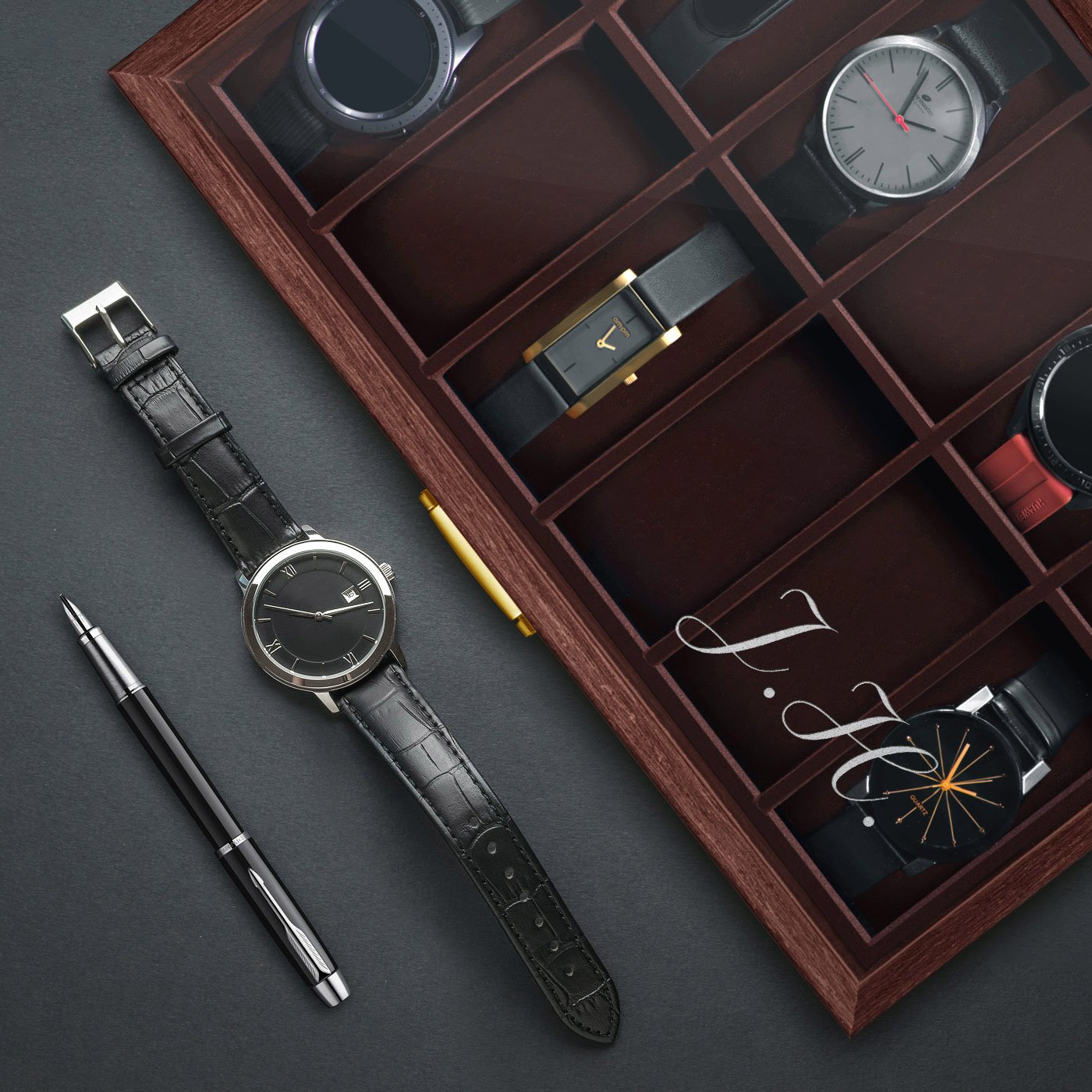 Caja personalizada para relojes Murrano (12 relojes) con grabado para el cumpleaños de un ser querido