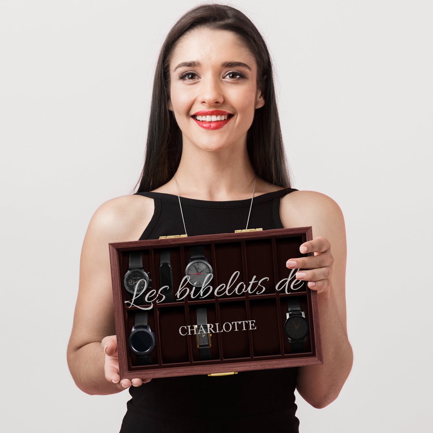 Caja personalizada para relojes Murrano para el cumpleaños de su esposa