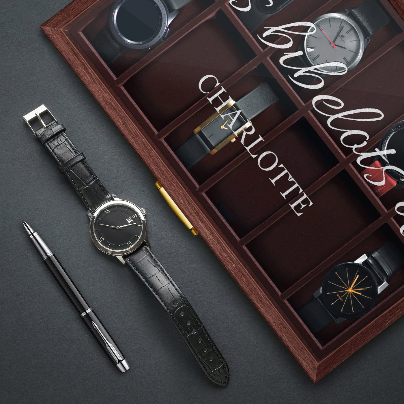 Caja personalizada para relojes Murrano para el cumpleaños de su esposa