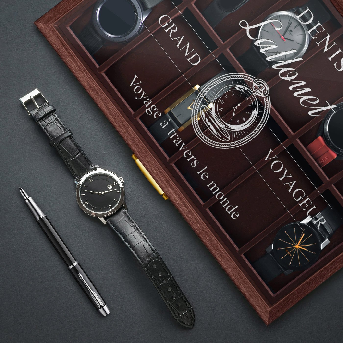 Caja de relojes personalizada Murrano para el cumpleaños de un amigo