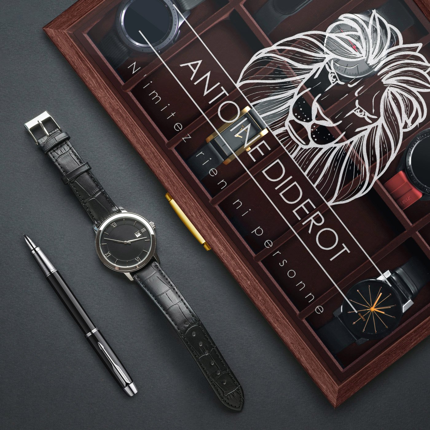Caja personalizada de relojes Murrano para el cumpleaños de un jefe
