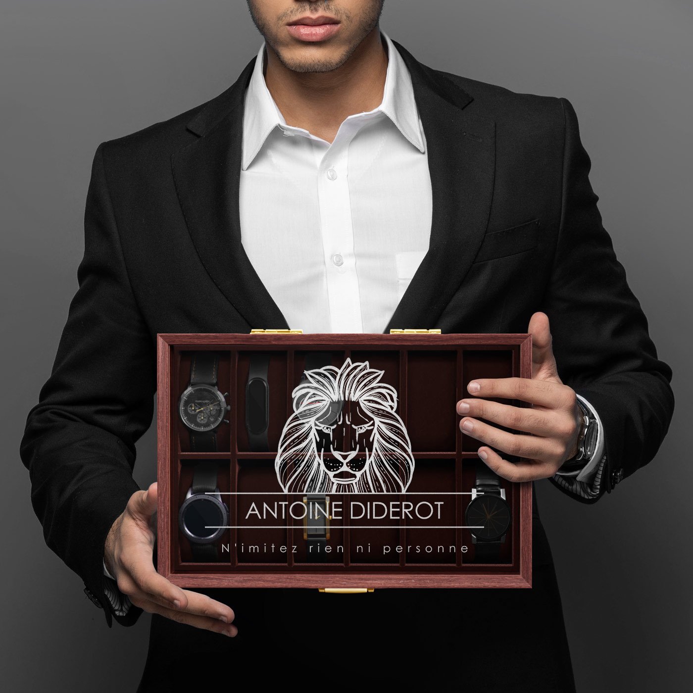 Caja personalizada de relojes Murrano para el cumpleaños de un jefe