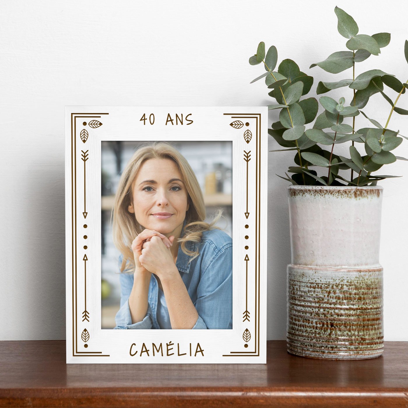 Marco de foto de madera personalizado para ella, 40º cumpleaños