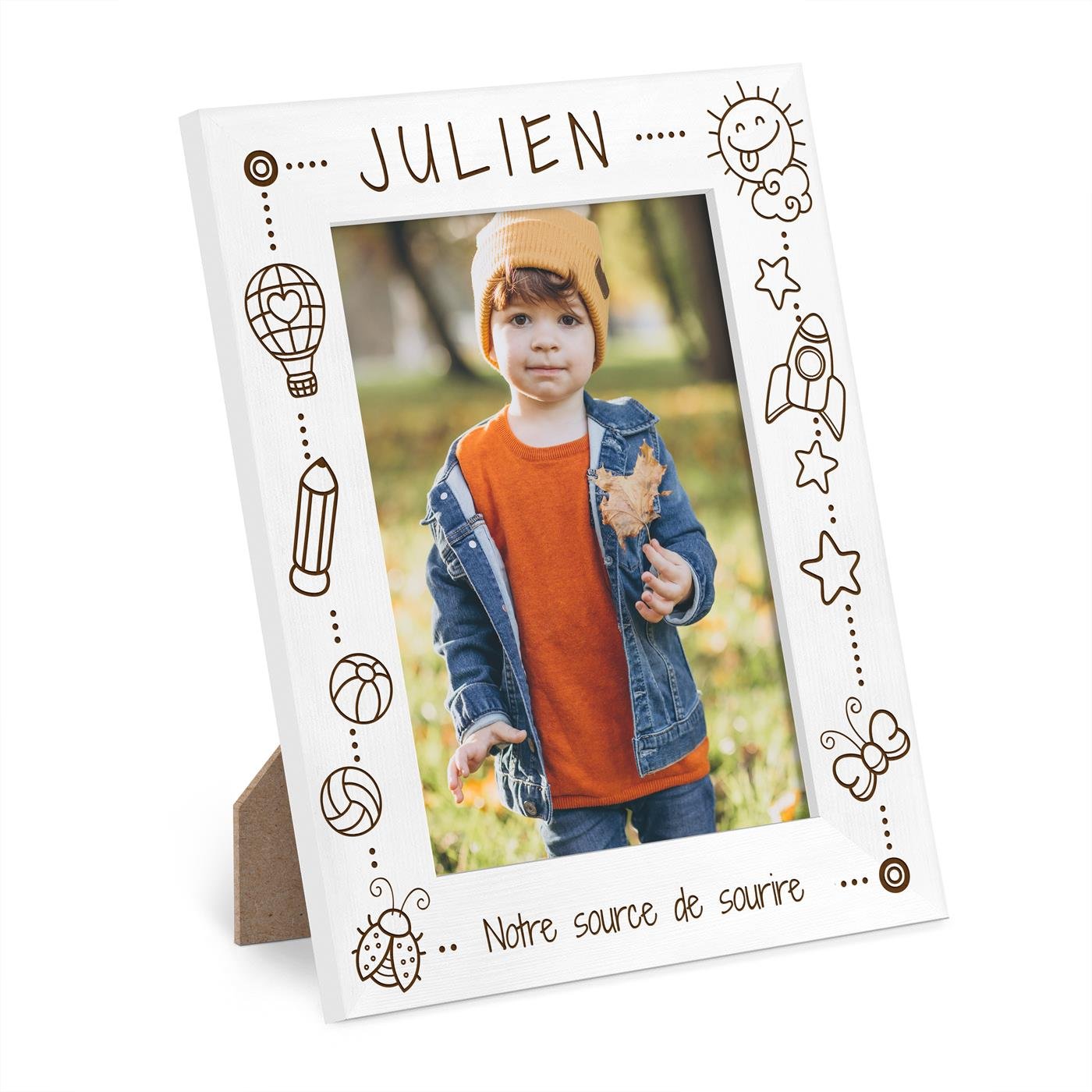 Marco de foto personalizado de madera Murrano para el cumpleaños de un niño