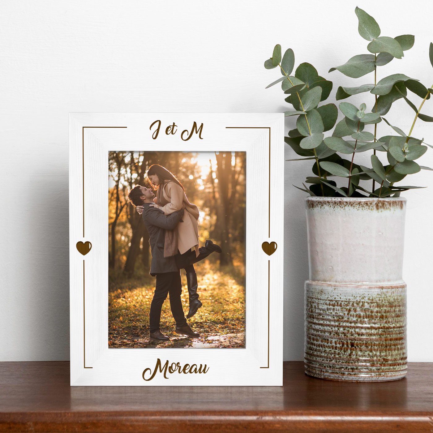Marco de foto personalizado de madera Murrano para el nacimiento de una niña