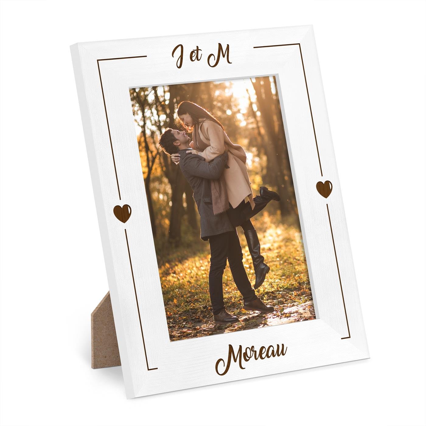 Marco de foto personalizado de madera Murrano para el nacimiento de una niña