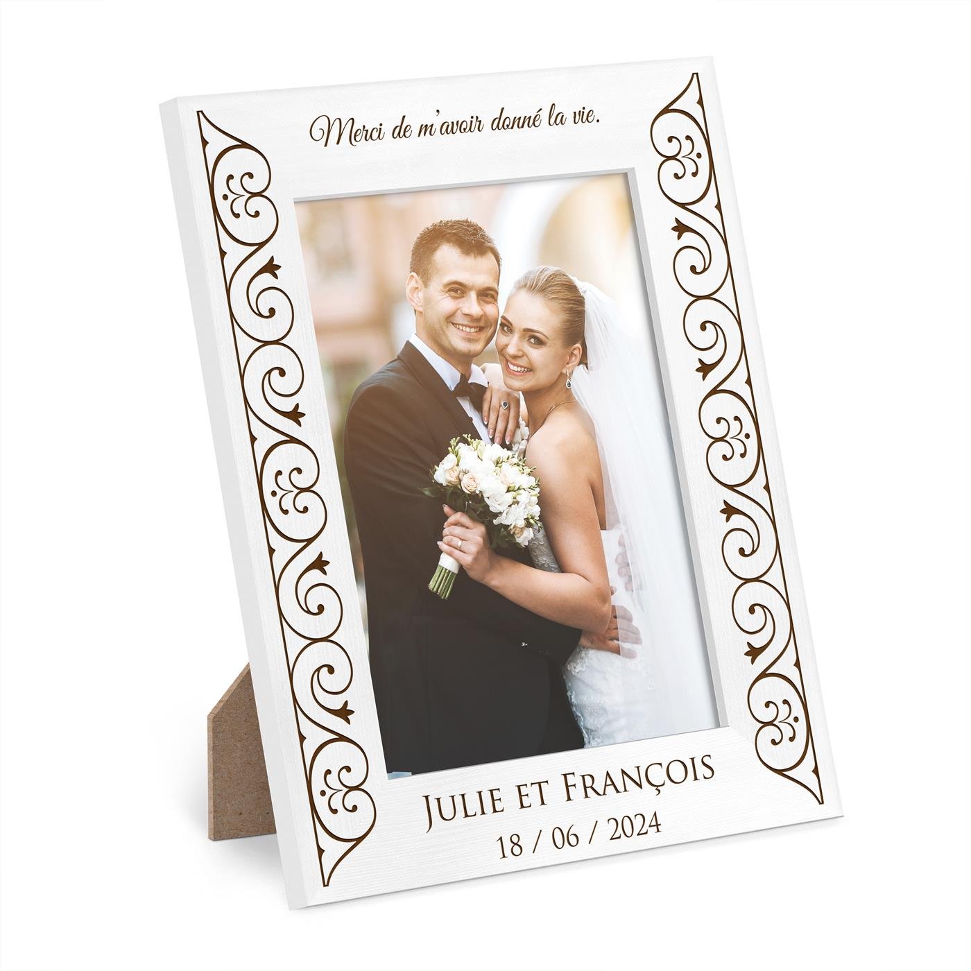 Marco de fotos personalizado de madera Murrano para padres - Regalo de agradecimiento de boda