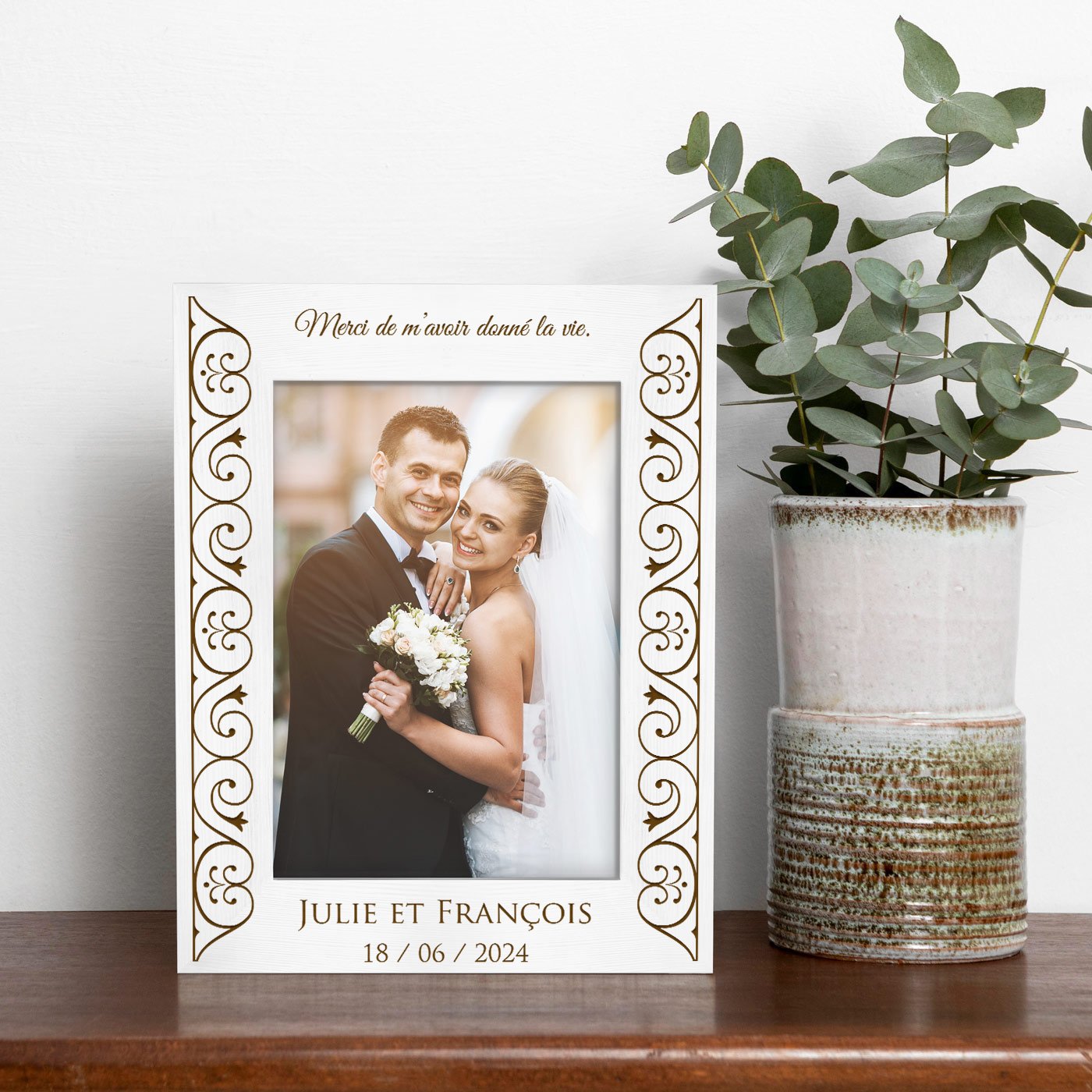 Marco de fotos personalizado de madera Murrano para padres - Regalo de agradecimiento de boda