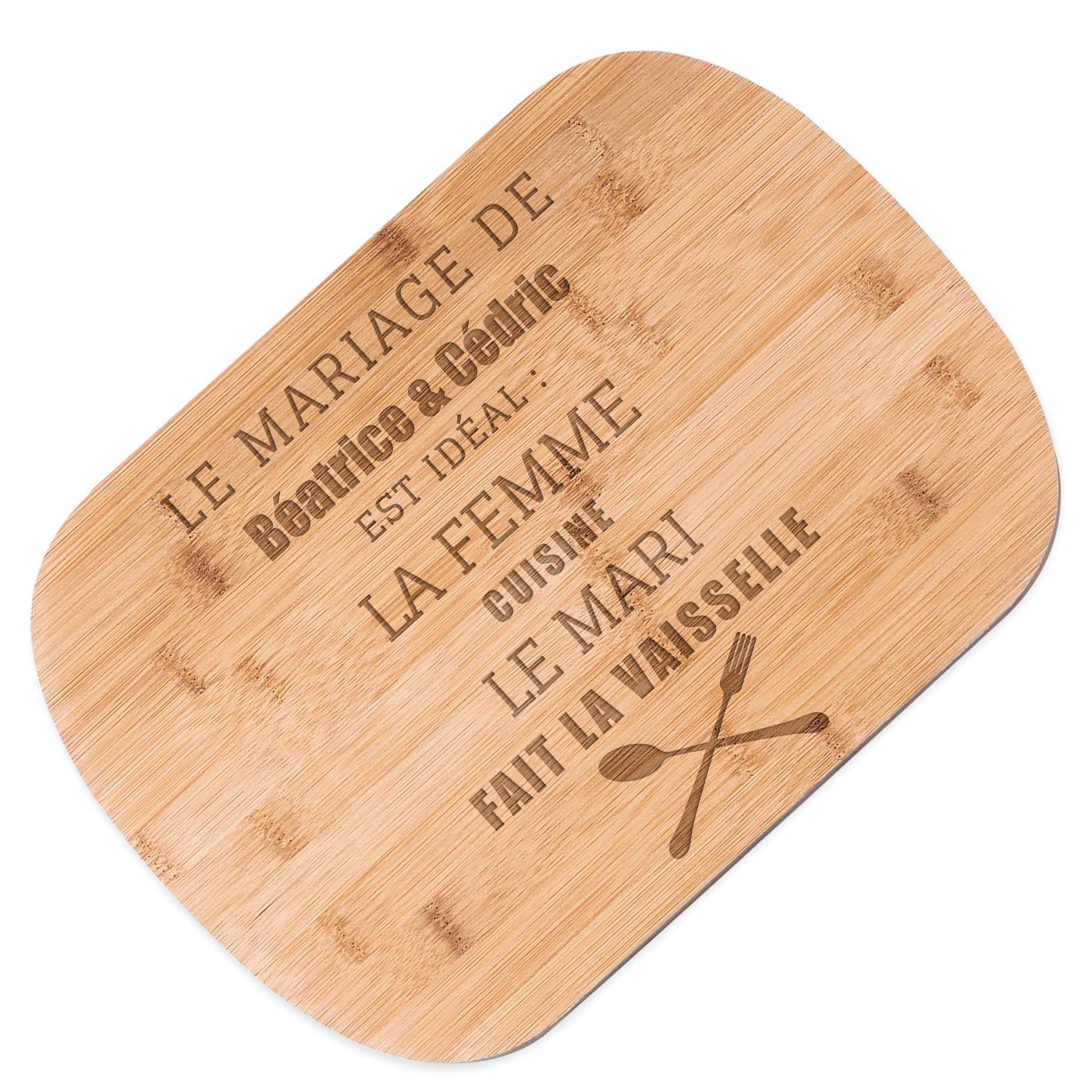 Planche à découper en bambou personnalisée Murrano pour parents pour anniversaire de mariage