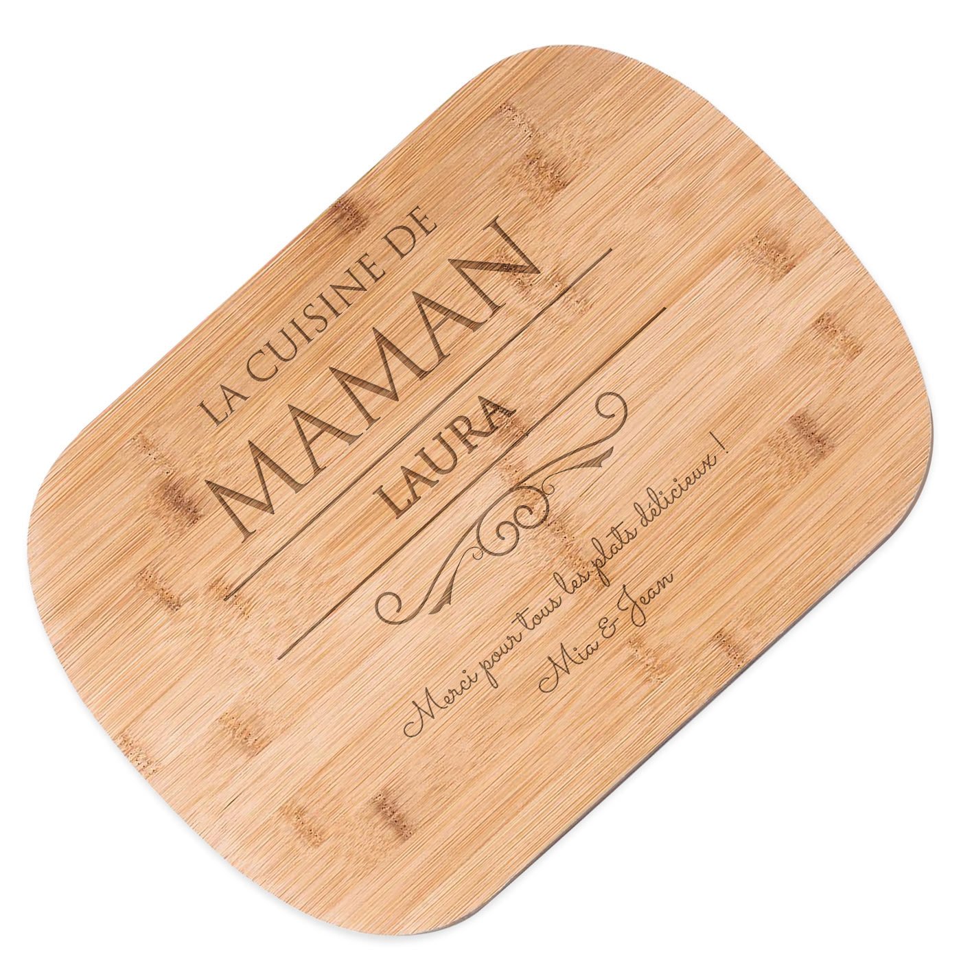 Planche à découper en bambou Murrano avec gravure personnalisée pour maman