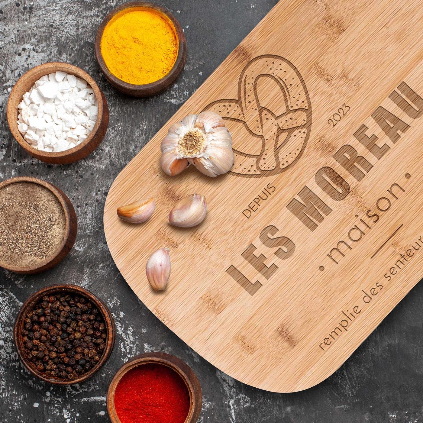 Murrano Personalized Bamboo Cutting Board for Him and Her