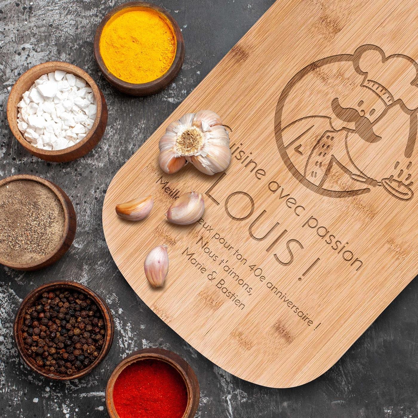 Murrano Bamboo Cutting Board with Personalized Engraving for Men's 40th Birthday