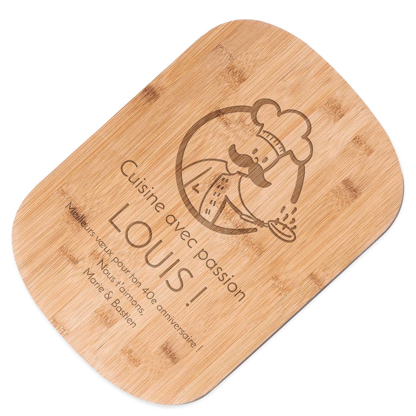 Murrano Bamboo Cutting Board with Personalized Engraving for Men's 40th Birthday