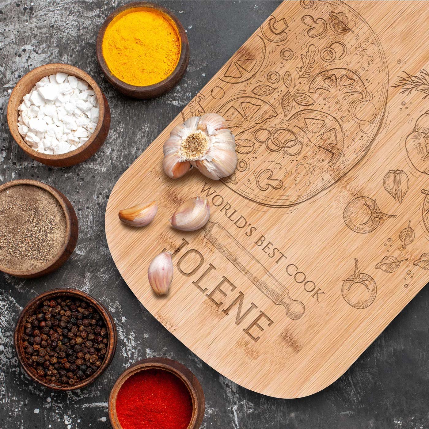 Murrano Bamboo Cutting Board with Personalized Engraving for Mother-in-Law's Birthday